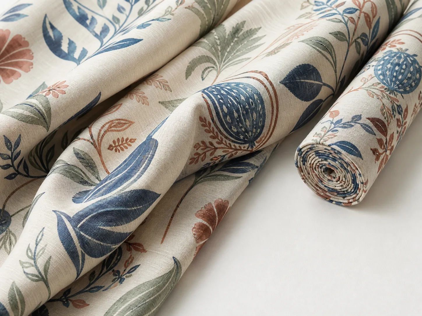 Custom printed silk cotton fabric