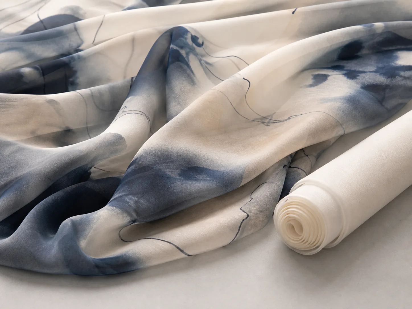 Custom printed silk habotai fabric